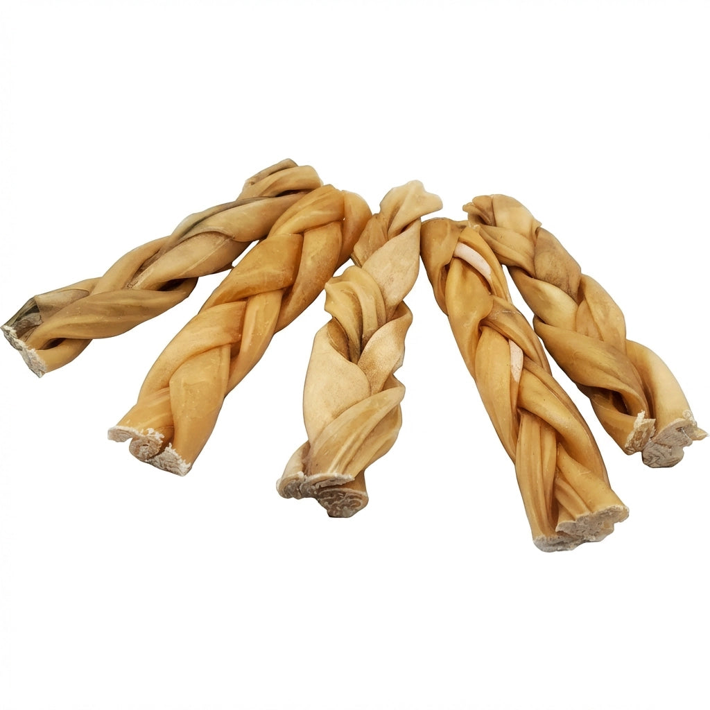 Natural braided beef collagen stick dog chew for medium and large dogs