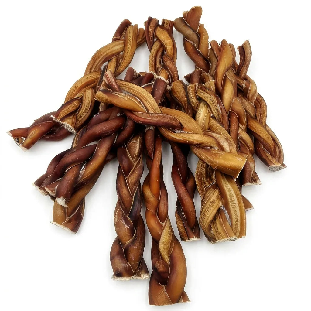 Munchie Bones Bundle of low odour braided bully sticks – long-lasting chew treats for dogs