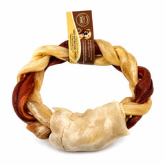 braided beef collagen ring – durable dog chew