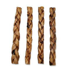 12"- Braided LIVER GLAZED Beef Collagen Stick - Natural