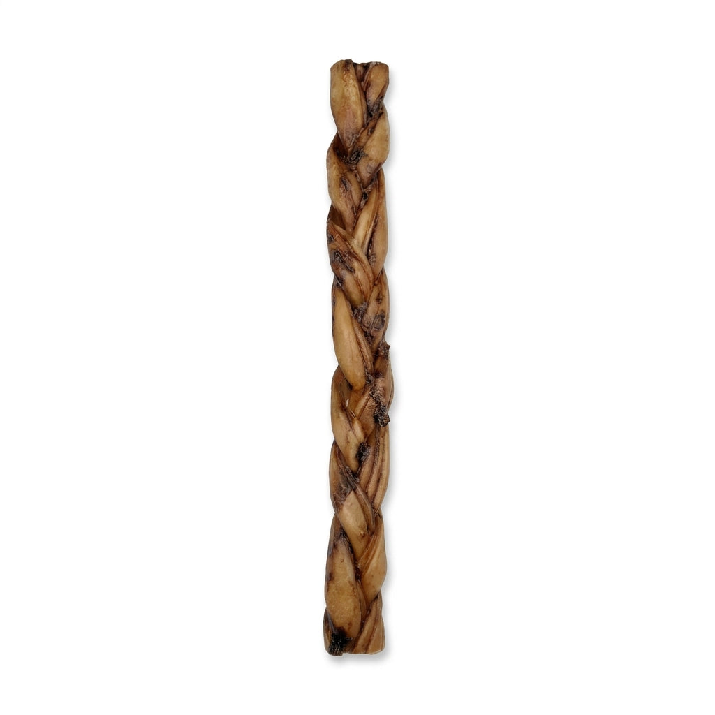 12"- Braided LIVER GLAZED Beef Collagen Stick - Natural