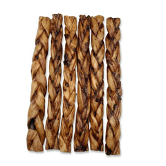 12"- Braided LIVER GLAZED Beef Collagen Stick - Natural