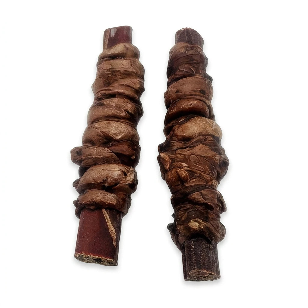 6 inch beef collagen stick wrapped with beef liver – rawhide-free long-lasting dog chew