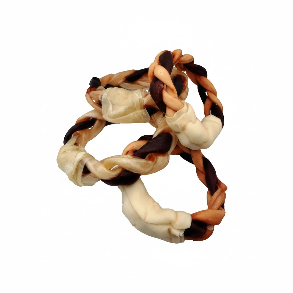 Beef collagen braided ring chews – durable chew rings for dogs that love to chew