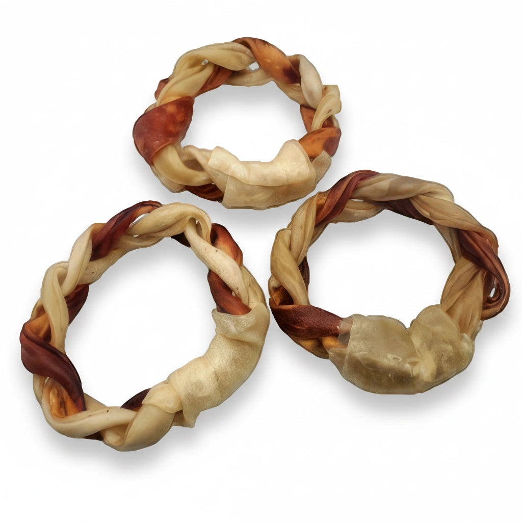Braided beef collagen ring for dogs – durable chew ring with no rawhide