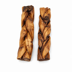 Braided collagen stick with liver coating